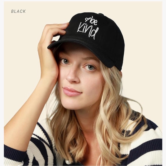 Be Kind Black Baseball Cap with White Embroidery - Picture 7 of 7
